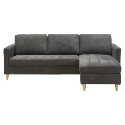Firenze Dunkelgraues Sofa mit Naturholzbeinen