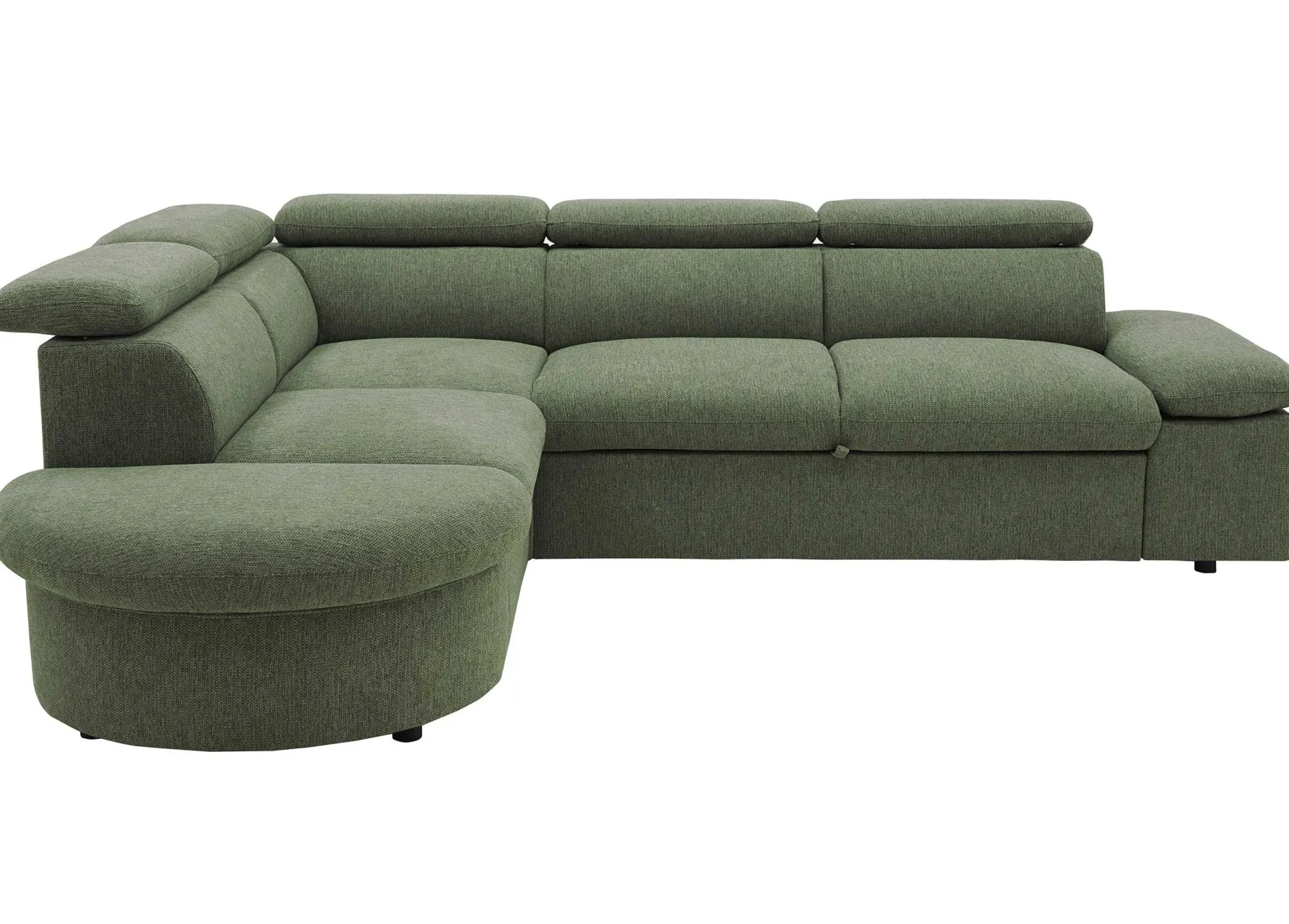 Firenze Ecksofa links - mit Bettfunktion - Stoff olivgrün