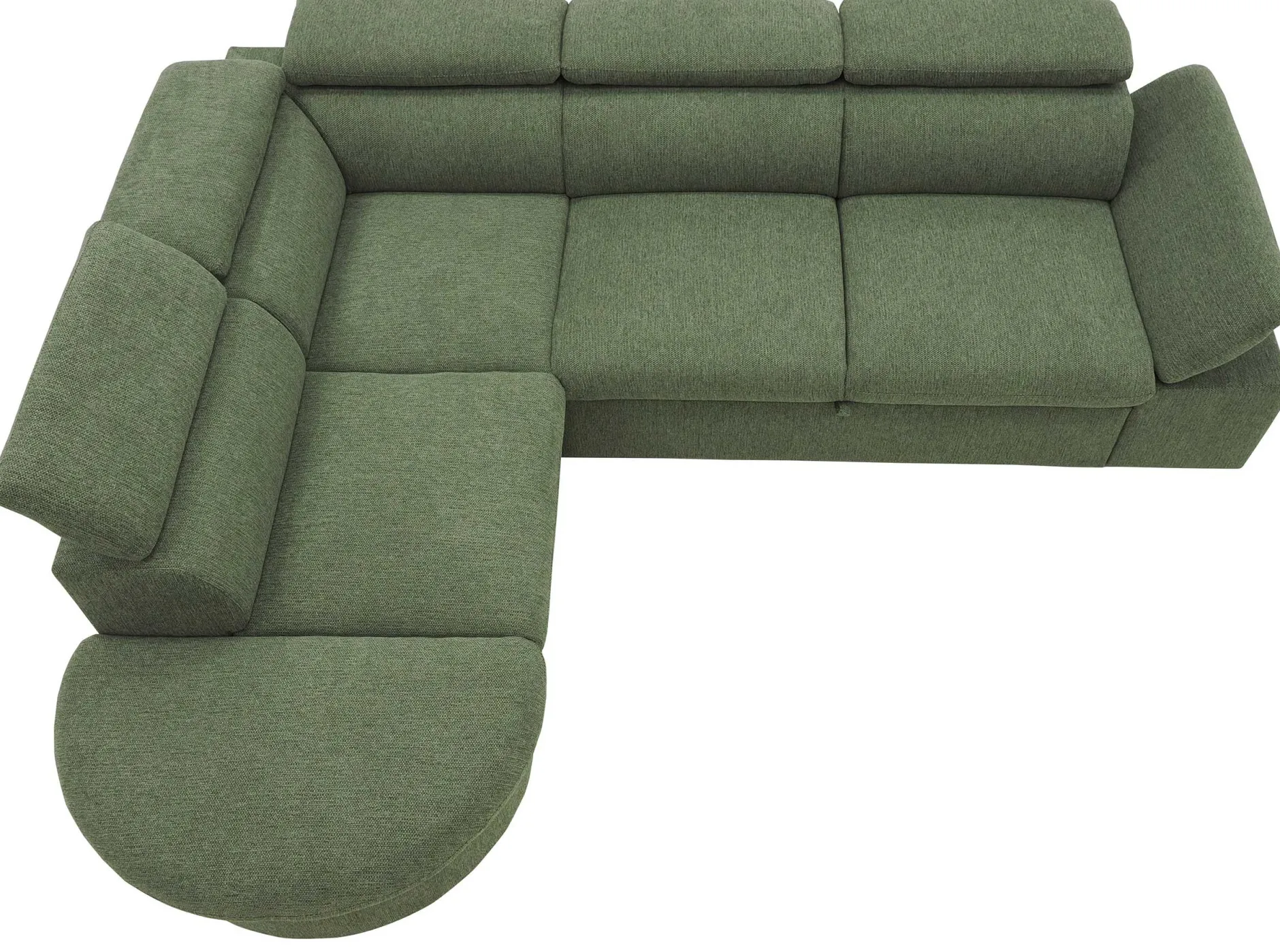 Firenze Ecksofa links - mit Bettfunktion - Stoff olivgrün