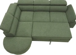 Firenze Ecksofa links - mit Bettfunktion - Stoff olivgrün