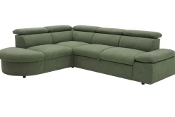 Firenze Ecksofa links - mit Bettfunktion - Stoff olivgrün