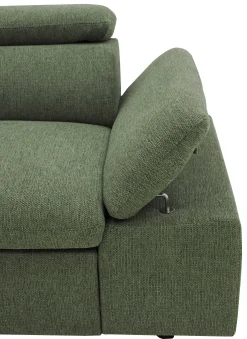 Firenze Ecksofa links - mit Bettfunktion - Stoff olivgrün