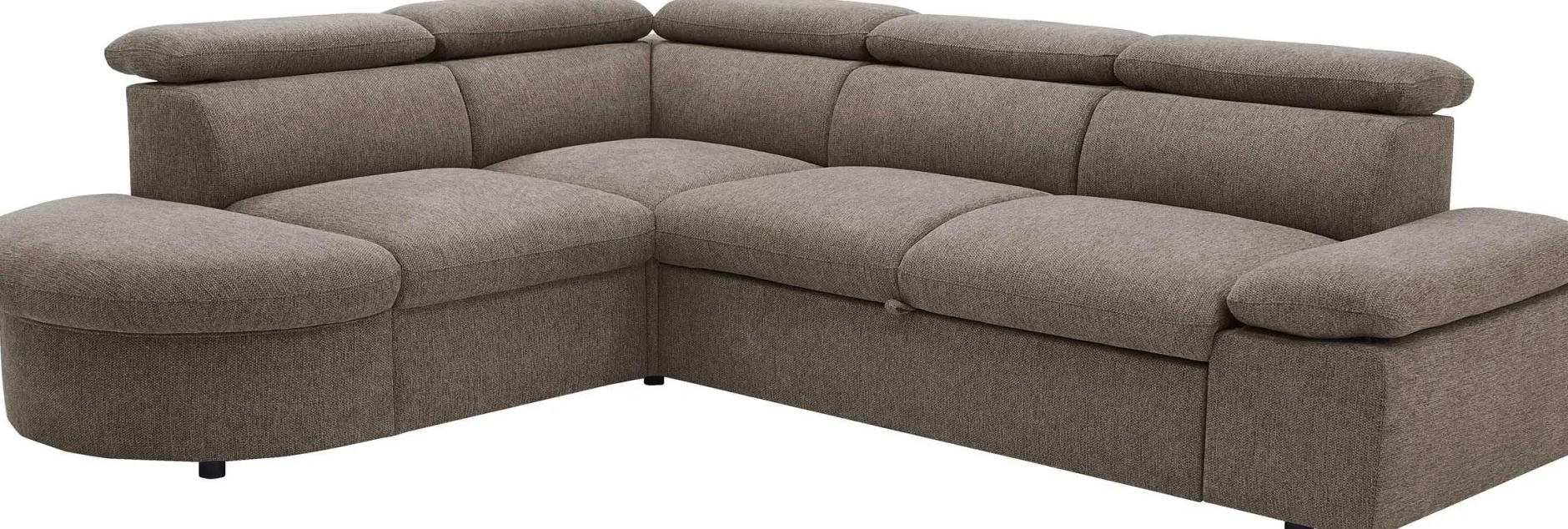 Firenze Ecksofa links - mit Bettfunktion - kastanienbrauner Stoff