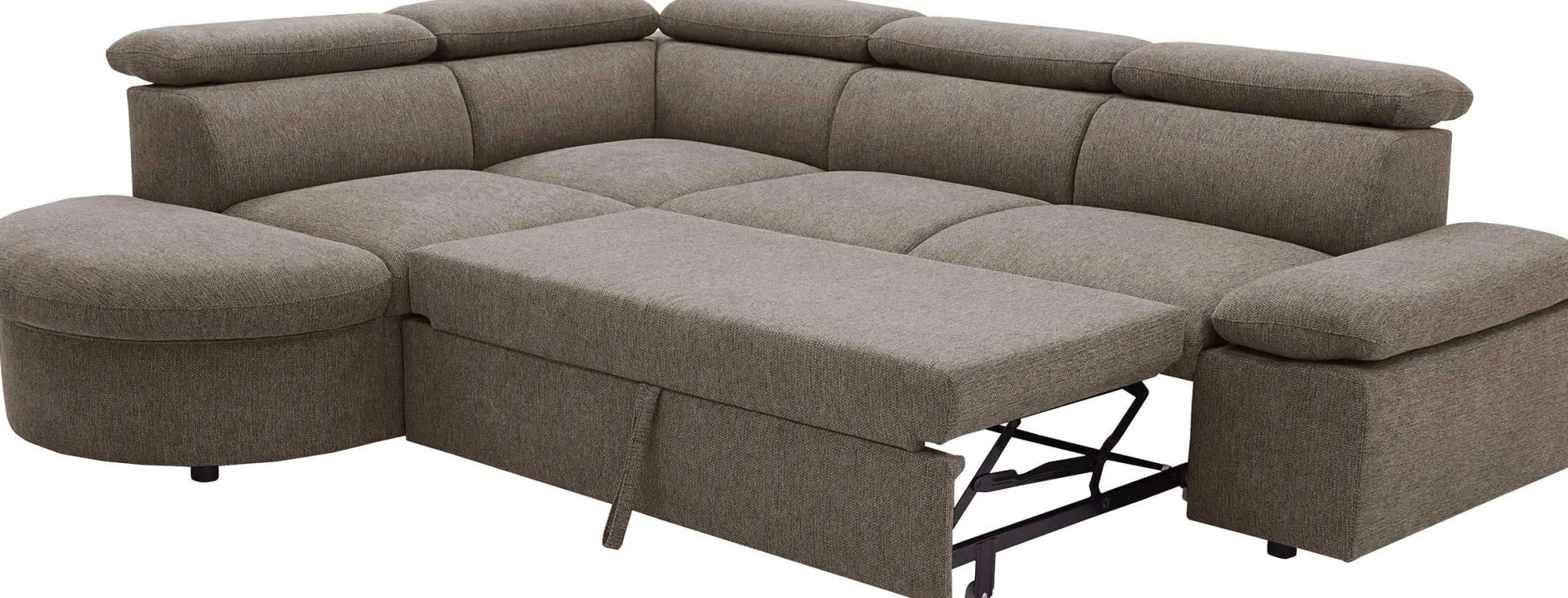 Firenze Ecksofa links - mit Bettfunktion - kastanienbrauner Stoff