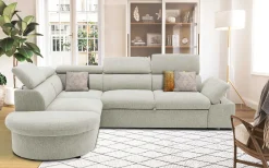 Firenze Ecksofa links - mit Bettfunktion - Stoff beige