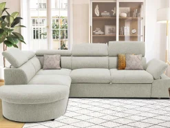 Firenze Ecksofa links - mit Bettfunktion - Stoff beige