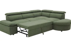Firenze Ecksofa rechts - mit Bettfunktion - Stoff olivgrün