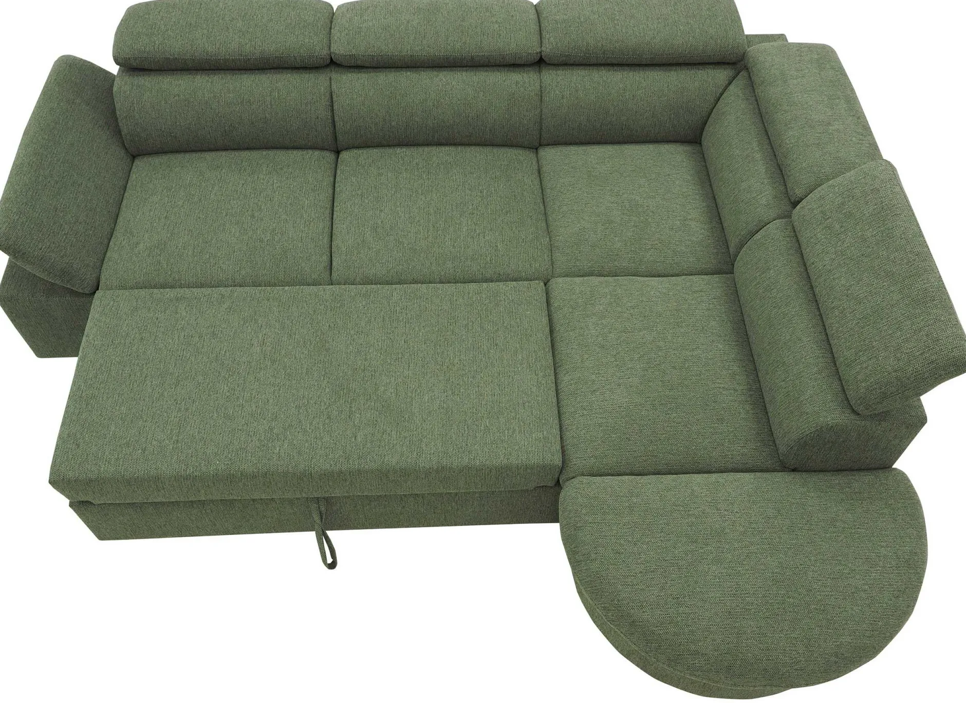 Firenze Ecksofa rechts - mit Bettfunktion - Stoff olivgrün