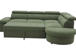 Firenze Ecksofa rechts - mit Bettfunktion - Stoff olivgrün
