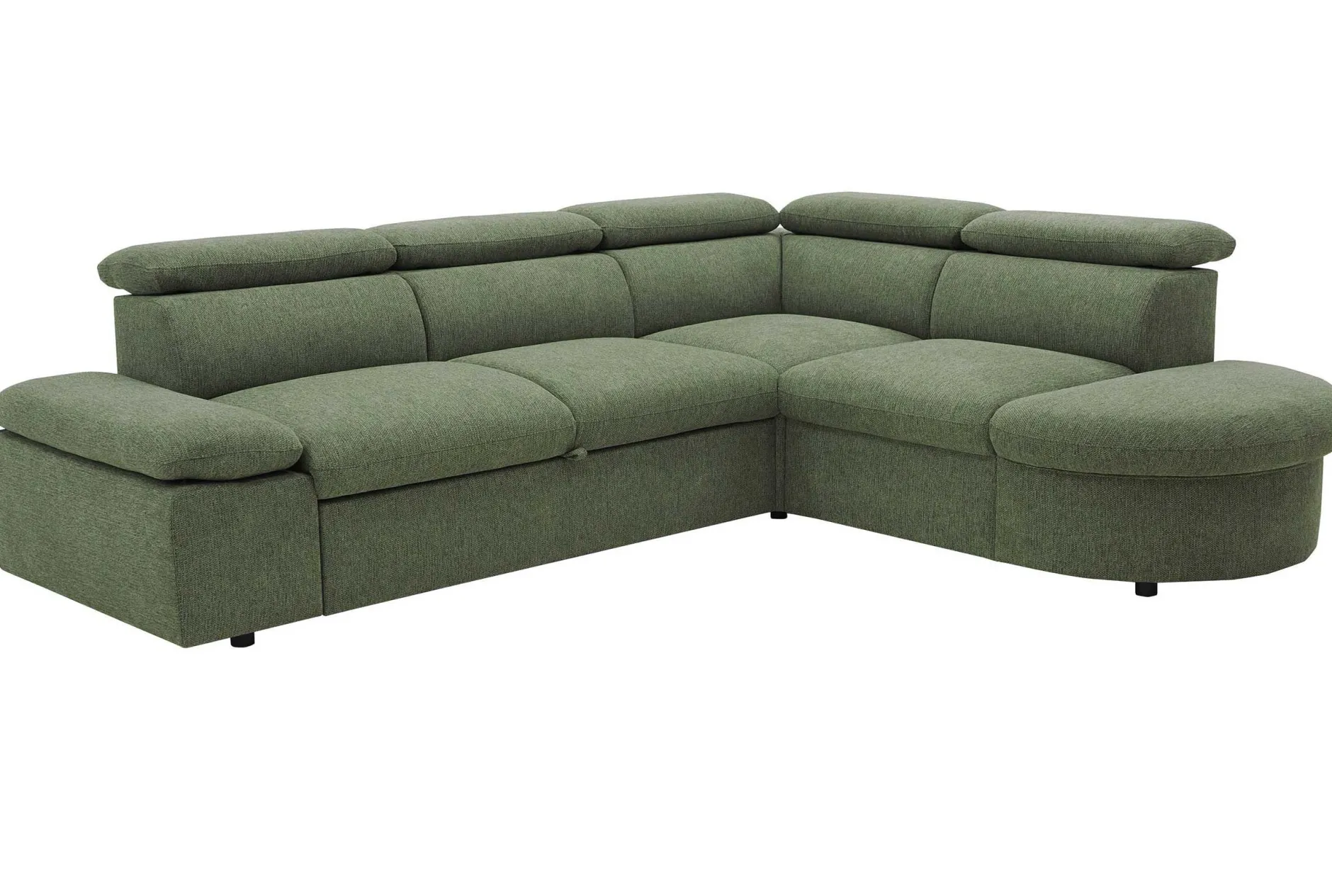 Firenze Ecksofa rechts - mit Bettfunktion - Stoff olivgrün