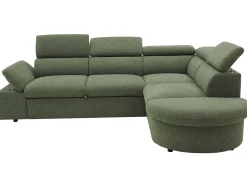 Firenze Ecksofa rechts - mit Bettfunktion - Stoff olivgrün