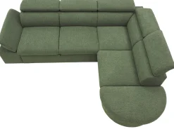 Firenze Ecksofa rechts - mit Bettfunktion - Stoff olivgrün