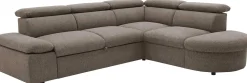 Firenze Ecksofa rechts - mit Bettfunktion - kastanienbrauner Stoff