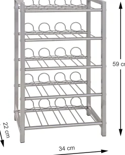 Flaschenhalter | 34 x 22 x 59 cm | Grau / Metall
