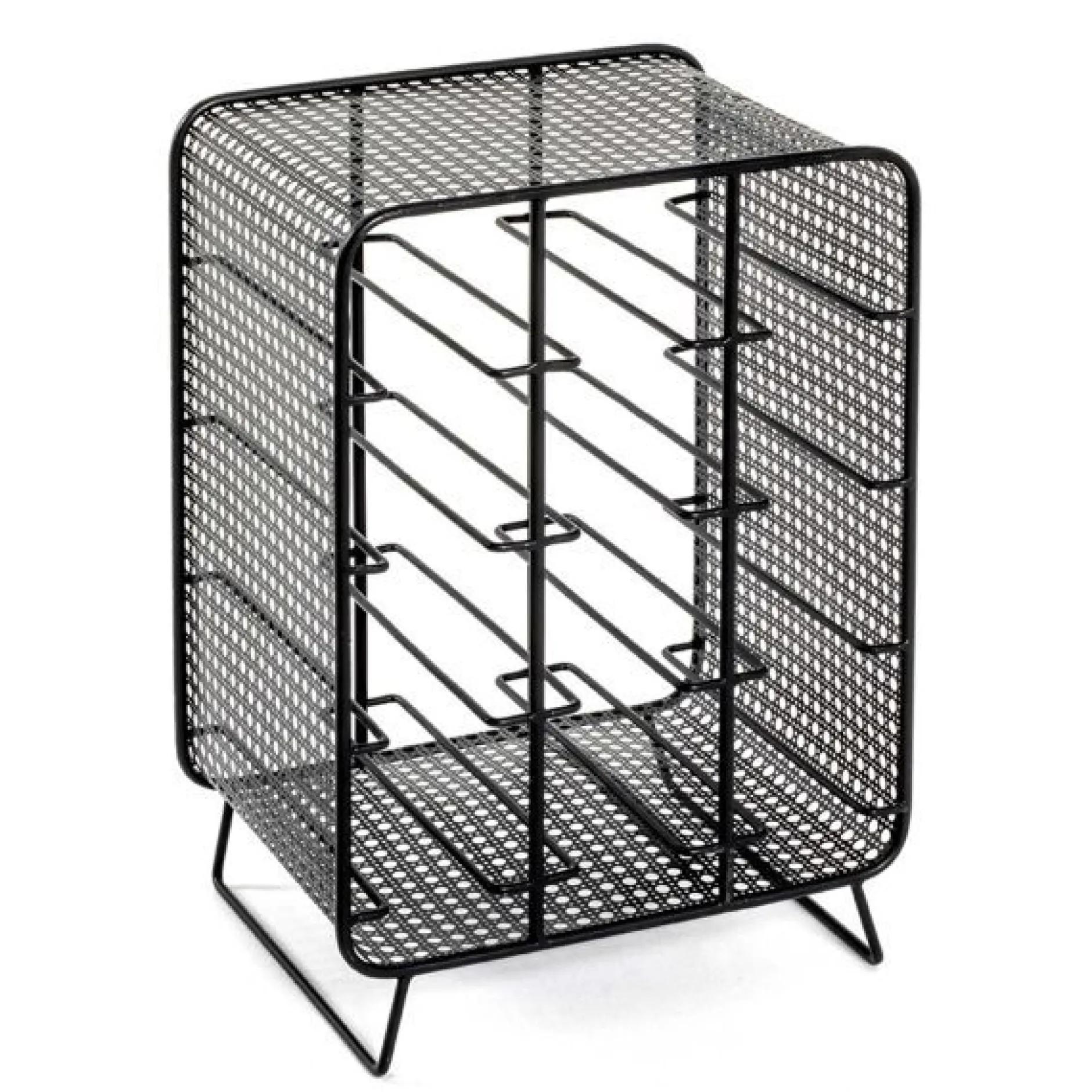 Flaschenhalter | 30 x 24 x 46 cm | Schwarz / Metall