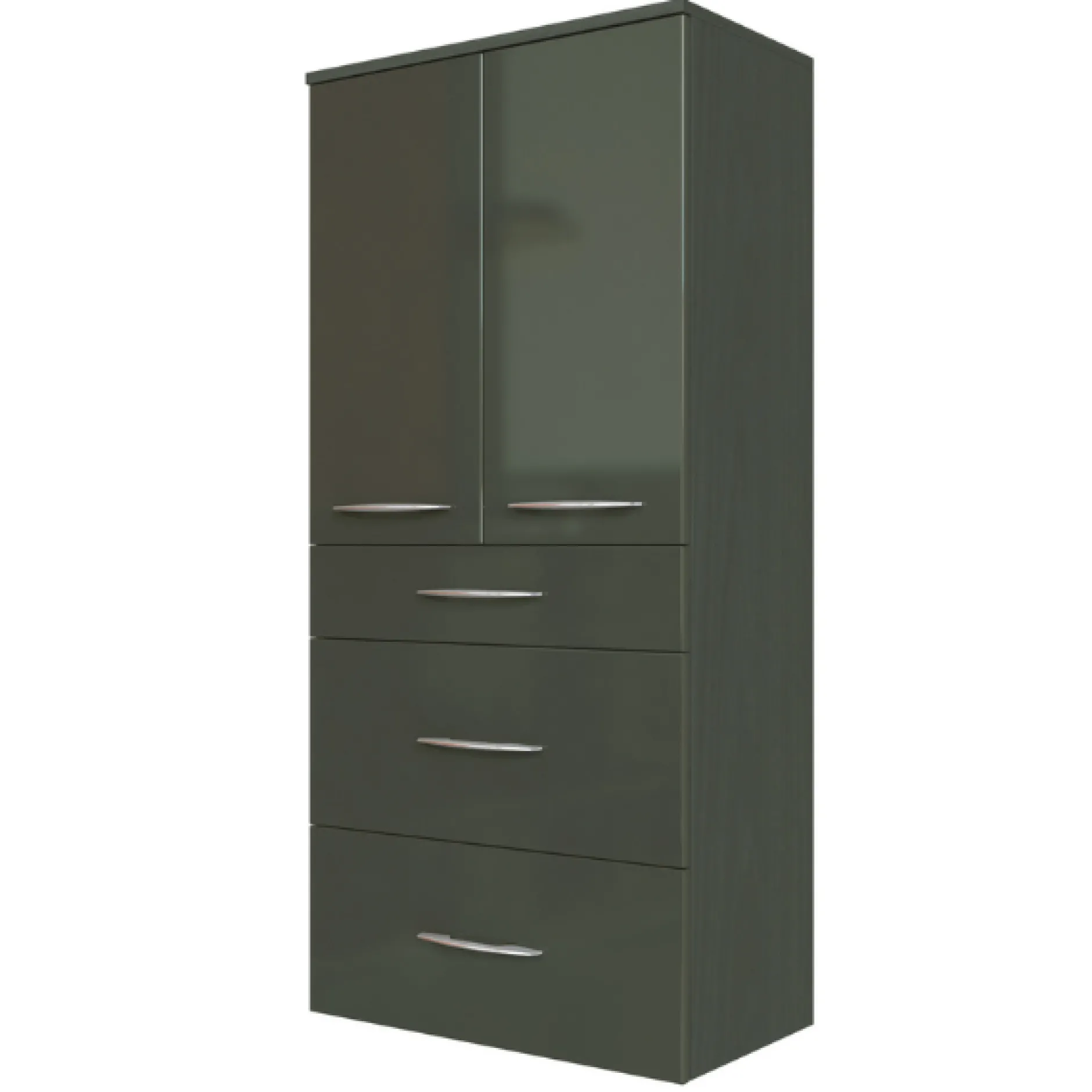 FlorentBadezimmer : Hängeschränke, Spiegelschrank, Waschtischschrank, Säulenschrank, Ablageschrank - Hochglanz grau