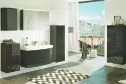 FlorentBadezimmer : Hängeschränke, Spiegelschrank, Waschtischschrank, Säulenschrank, Ablageschrank - Hochglanz grau
