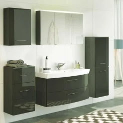 FlorentBadezimmer : Hängeschränke, Spiegelschrank, Waschtischschrank, Säulenschrank - Hochglanz grau