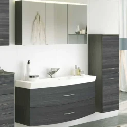 FlorentBadezimmer : Spiegelschrank, Waschtischschrank, Säulenschrank - Eiche grau
