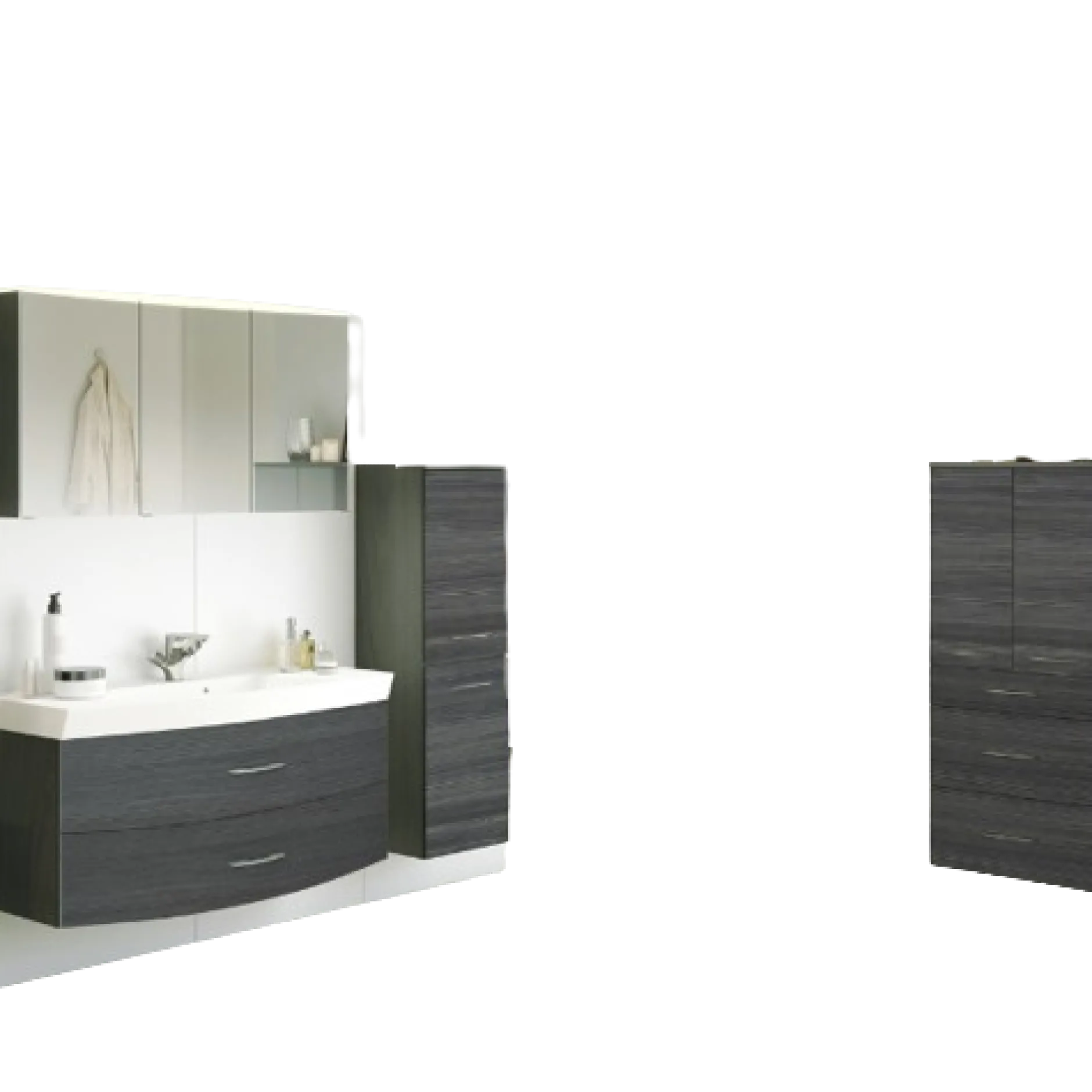 FlorentBadezimmer : Spiegelschrank, Waschtischschrank, Säulenschrank, Ablageschrank - Eiche grau