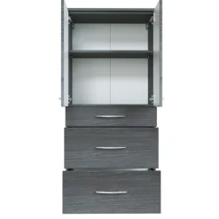 FlorentBadezimmer : Spiegelschrank, Waschtischschrank, Säulenschrank, Ablageschrank - Eiche grau