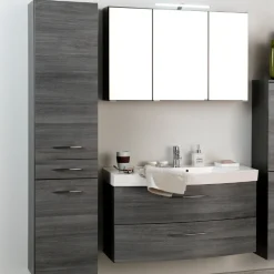 FlorentBadezimmer : Säulenschrank, Spiegelschrank, Waschtischschrank - Eiche grau