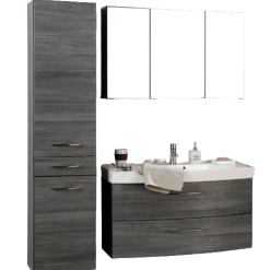 FlorentBadezimmer : Säulenschrank, Spiegelschrank, Waschtischschrank - Eiche grau