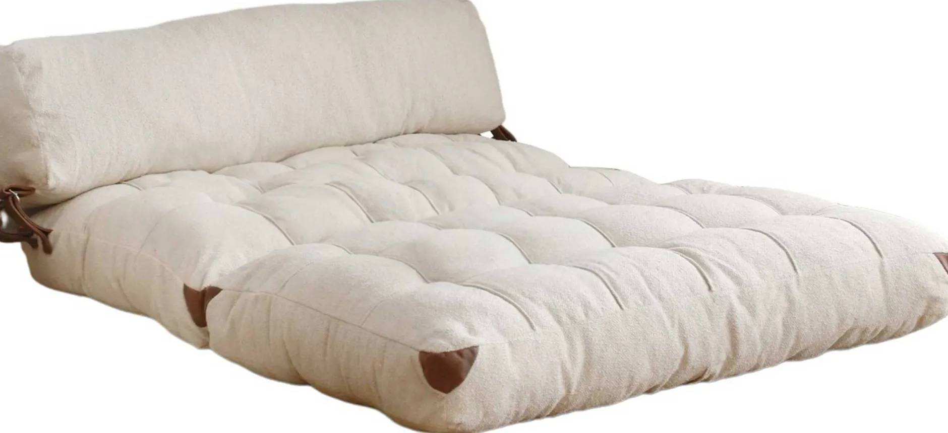 Fold Kadife 2-Sitzer-Schlafsofa | Teddystoff | Creme