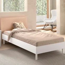 Forrest Einzelbett 90x200cm - Buche massiv - weiß/beige