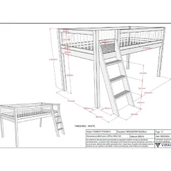 Forrest Etagenbett 90x200cm mit Rollbett - Buche massiv - weiß