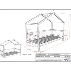 Forrest Hausbett 90x200 mit herunterklappbarem Schutzgitter und Bettzelt - weiß/rosa