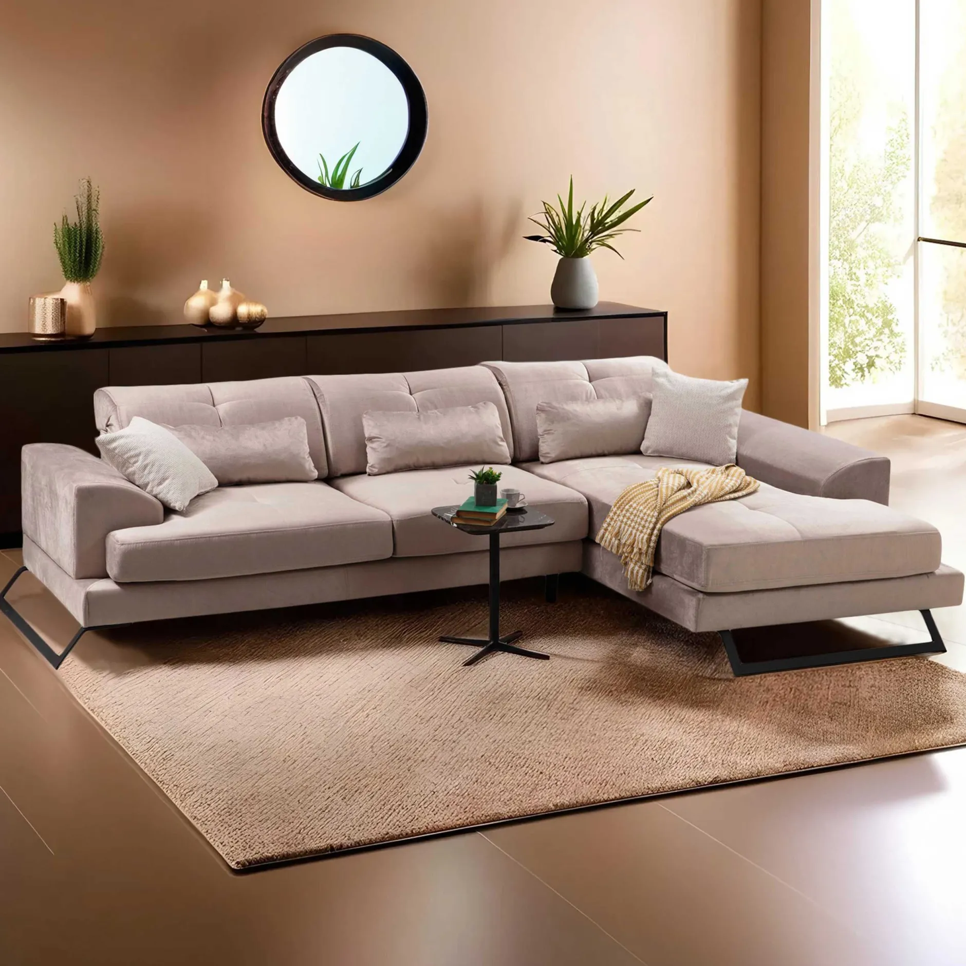 Frido Ecksofa | BUCHENHOLZ / SPANPLATTE | Beige