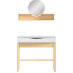 Frisiertisch Vayen 85cm, 1 Schublade - Eiche hell Dekor/weiß