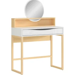 Frisiertisch Vayen 85cm, 1 Schublade - Eiche hell Dekor/weiß