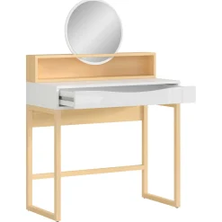 Frisiertisch Vayen 85cm, 1 Schublade - Eiche hell Dekor/weiß