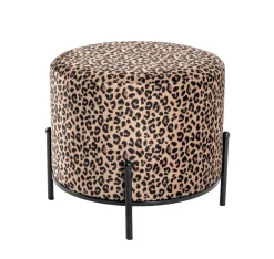 Fußhocker | Ø48 cm x 40 cm | Leopardenmuster