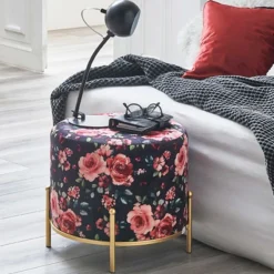 Fußhocker | Ø48 cm x 40 cm | Motiv Rose