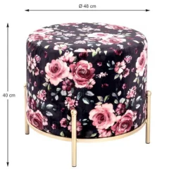 Fußhocker | Ø48 cm x 40 cm | Motiv Rose