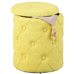 Fußhocker mit Deckel Yapak gepolstert - gelb-grün