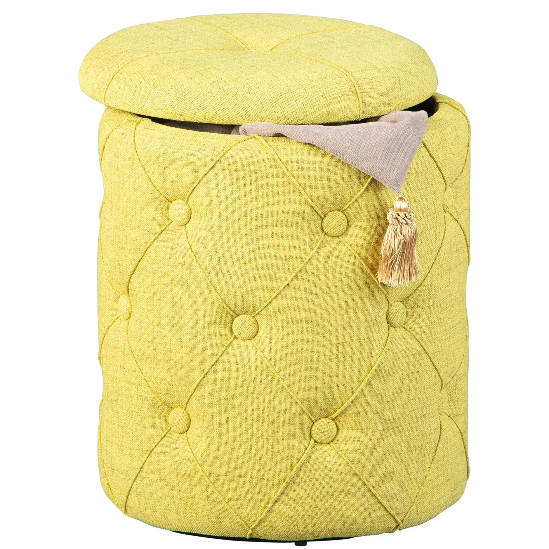 Fußhocker mit Deckel Yapak gepolstert - gelb-grün