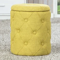Fußhocker mit Deckel Yapak gepolstert - gelb-grün