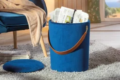 Fußhocker Papua mit Deckel - blau
