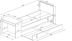 Funktionsbett Bzone 90x200 cm mit Bettschubkasten, Schreibtisch und LED-Beleuchtung - anthrazit