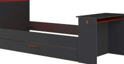 Funktionsbett Bzone 90x200 cm mit Bettschubkasten, Schreibtisch und LED-Beleuchtung - anthrazit