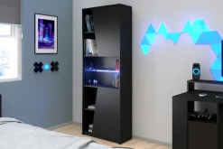Gaming Bücherregal 67cm mit LED-Leiste - schwarz
