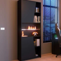 Gaming Bücherregal 67cm mit LED-Leiste - schwarz