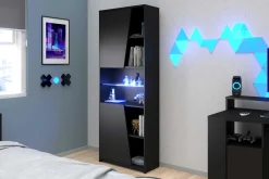 Gaming Bücherregal 67cm mit LED-Leiste - schwarz