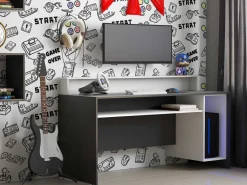 Gaming-Schreibtisch Beri 140 cm - weiß/schwarz