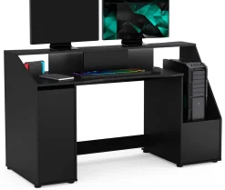 Gaming Schreibtisch Iron - 163x67x95cm - mit Ablage - schwarz