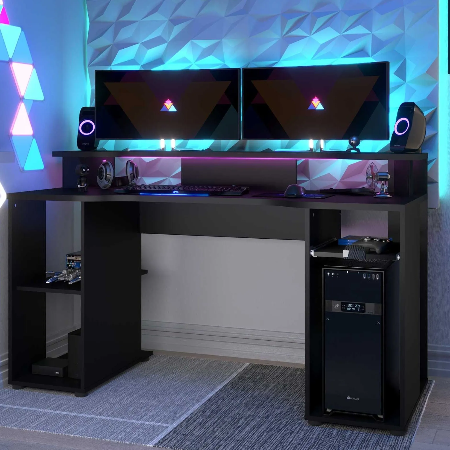 Gaming-Schreibtisch LevelUp 150cm - schwarz